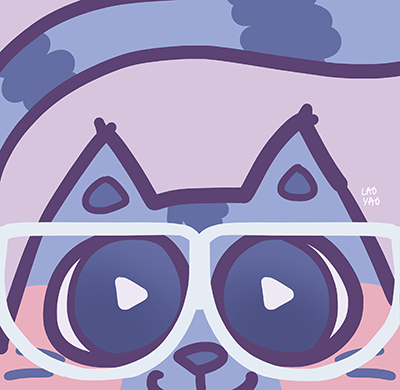 Stremurr, the Stremio mascot — a cat with play-button eyes — community artwork by Lao Yao.