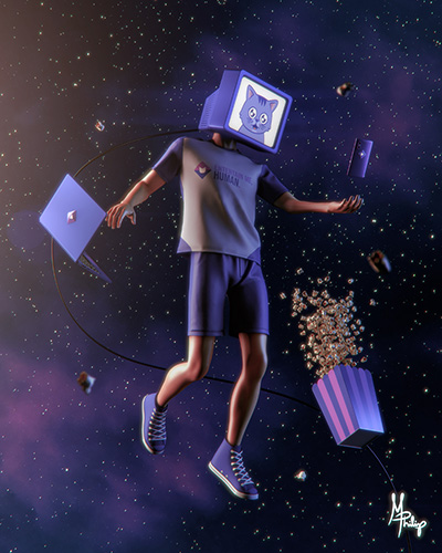 3D Stremurr-headed astronaut — artwork by Matheus Philip.